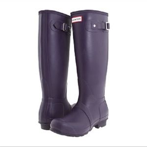 Hunter Original Gloss Tall Wellington Purple Rain Boots Size 9W